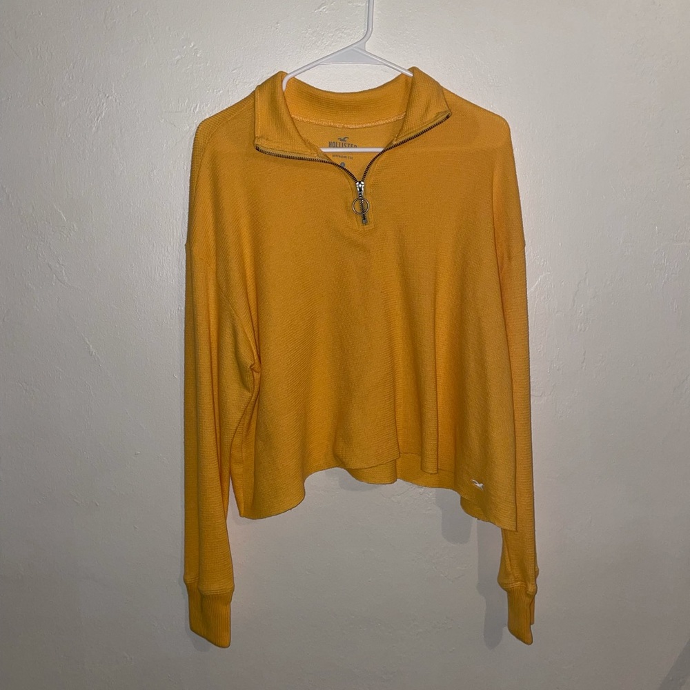 Hollister Yellow Cropped Quarter-Zip